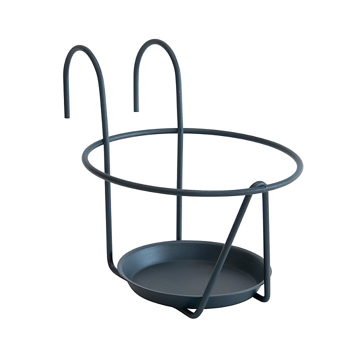 Porte pot à crochet en acier avec soucoupe anthracite 16-18 cm Louis moulin