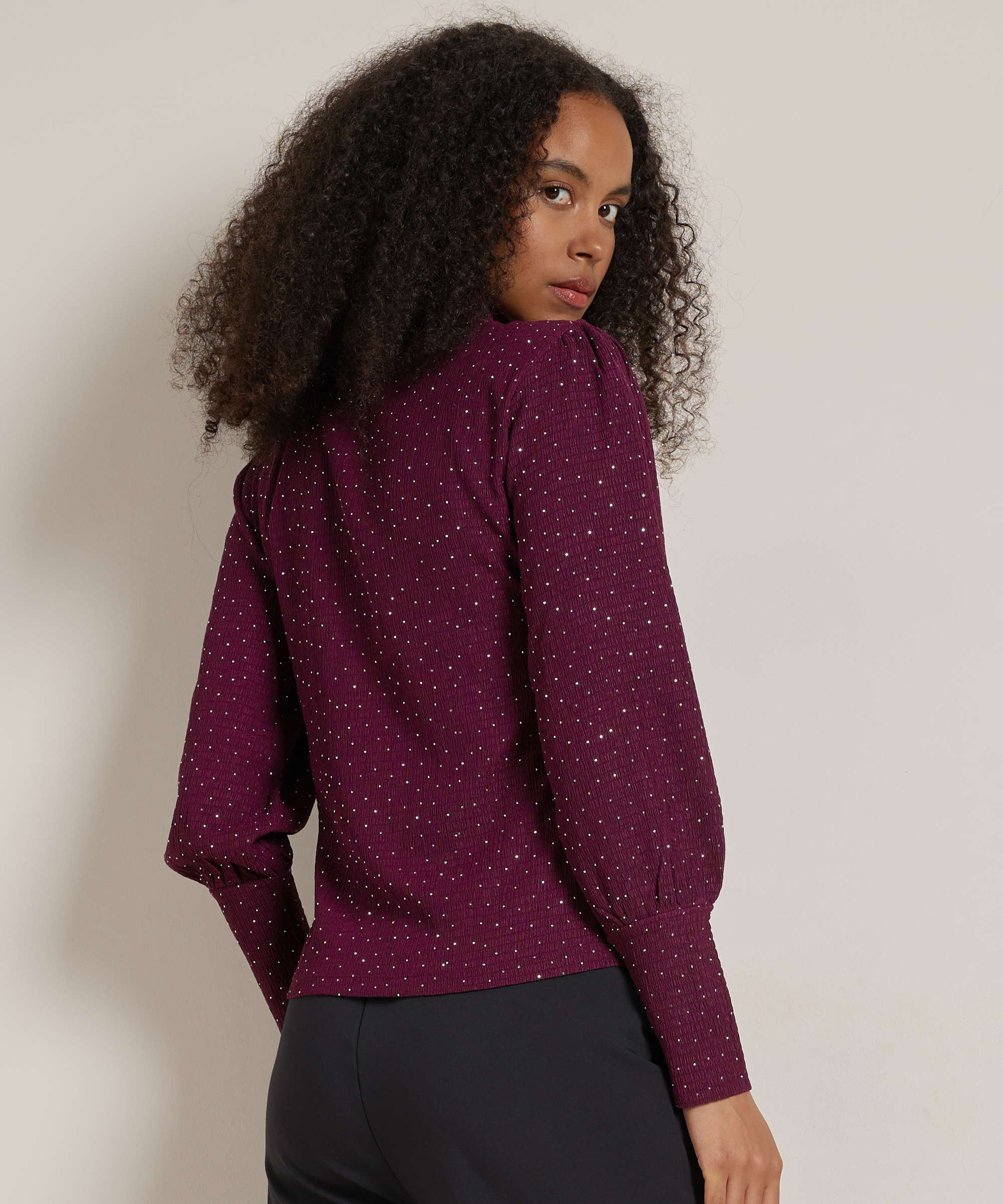glitter top met hoge hals