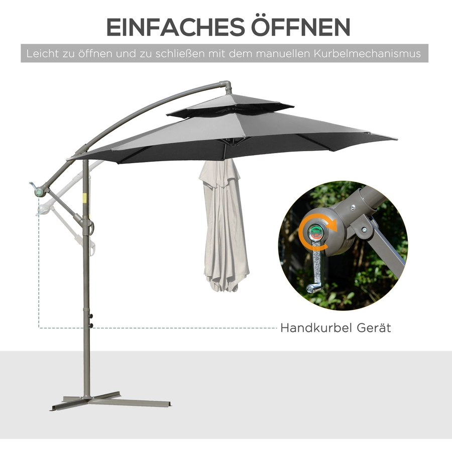 Outsunny Sonnenschirm mit Entlüftung grau