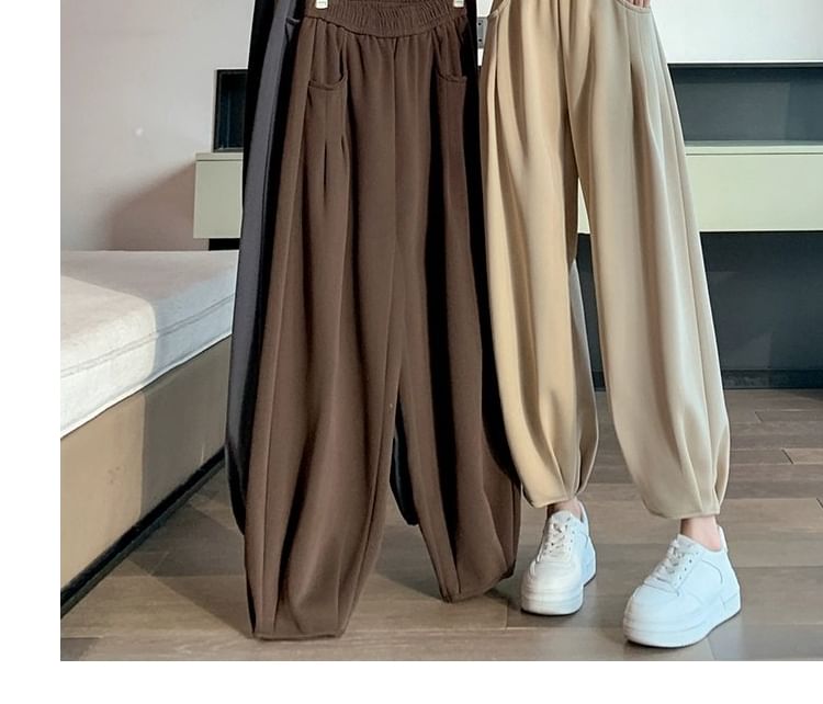 Magimomo - Hoge taille effen cropped baggy joggingbroek