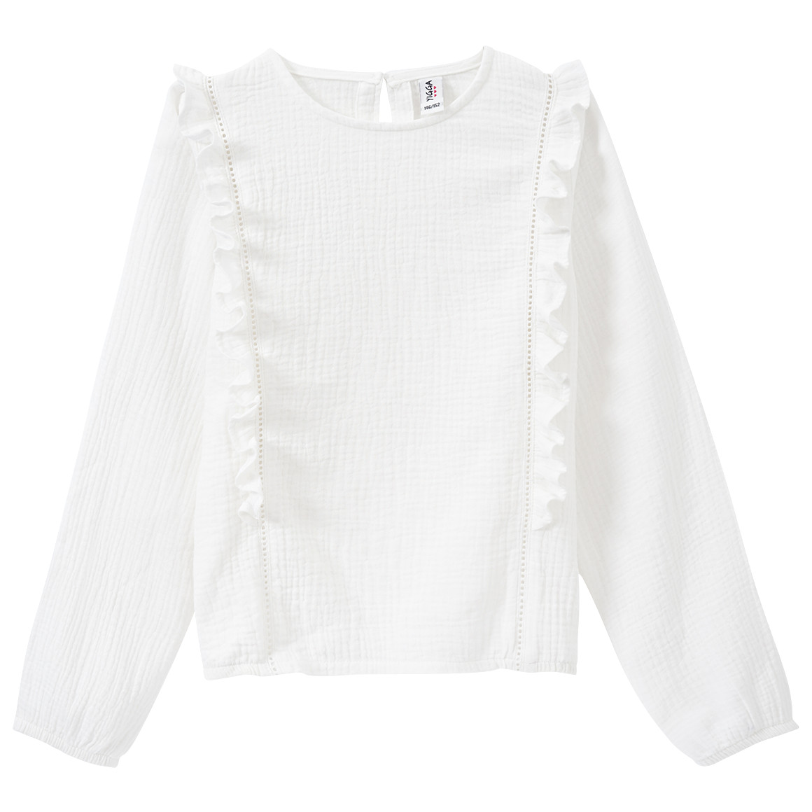 Yigga Mädchen Musselin-Bluse mit Rüschen weiss