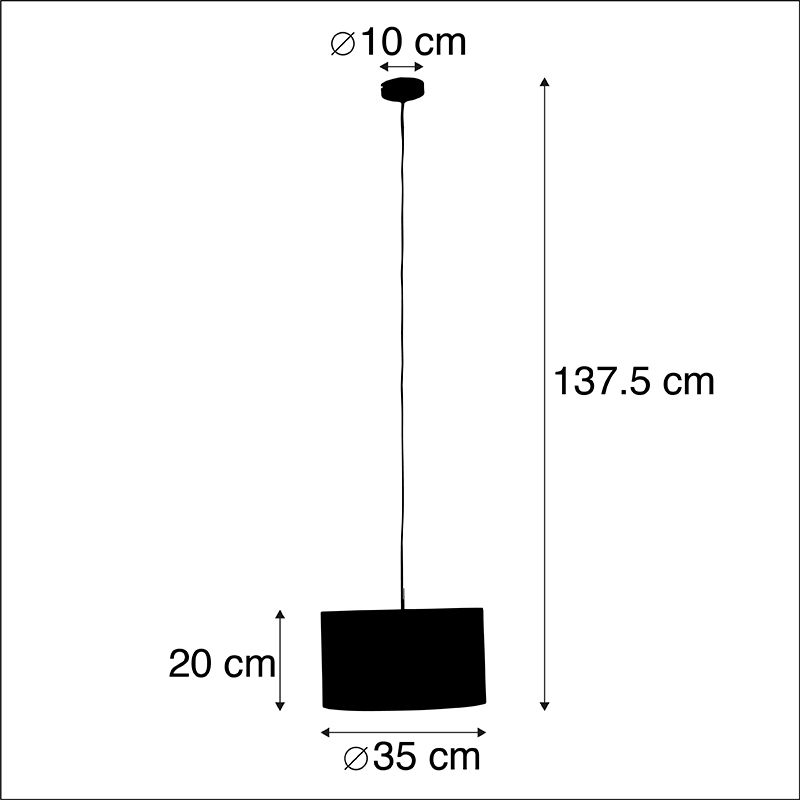 Hanglamp met velours kap pauw met goud 35 cm - Combi