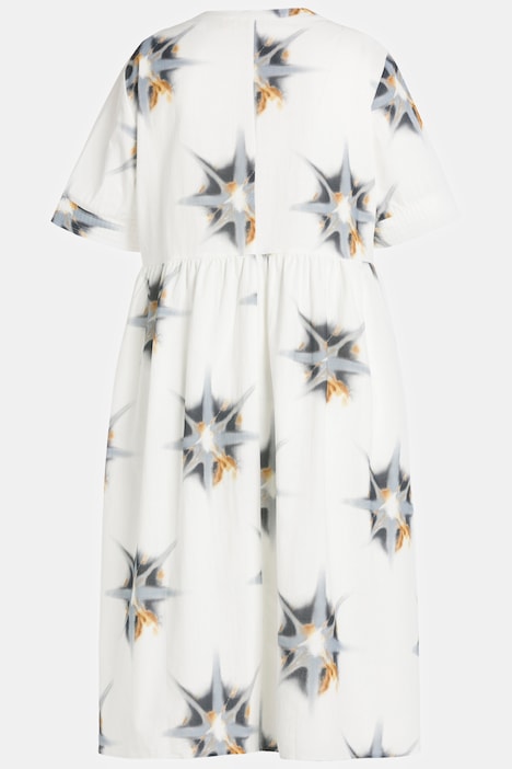 Kleid, Sterne, Rundhals, Halbarm, Biobaumwolle