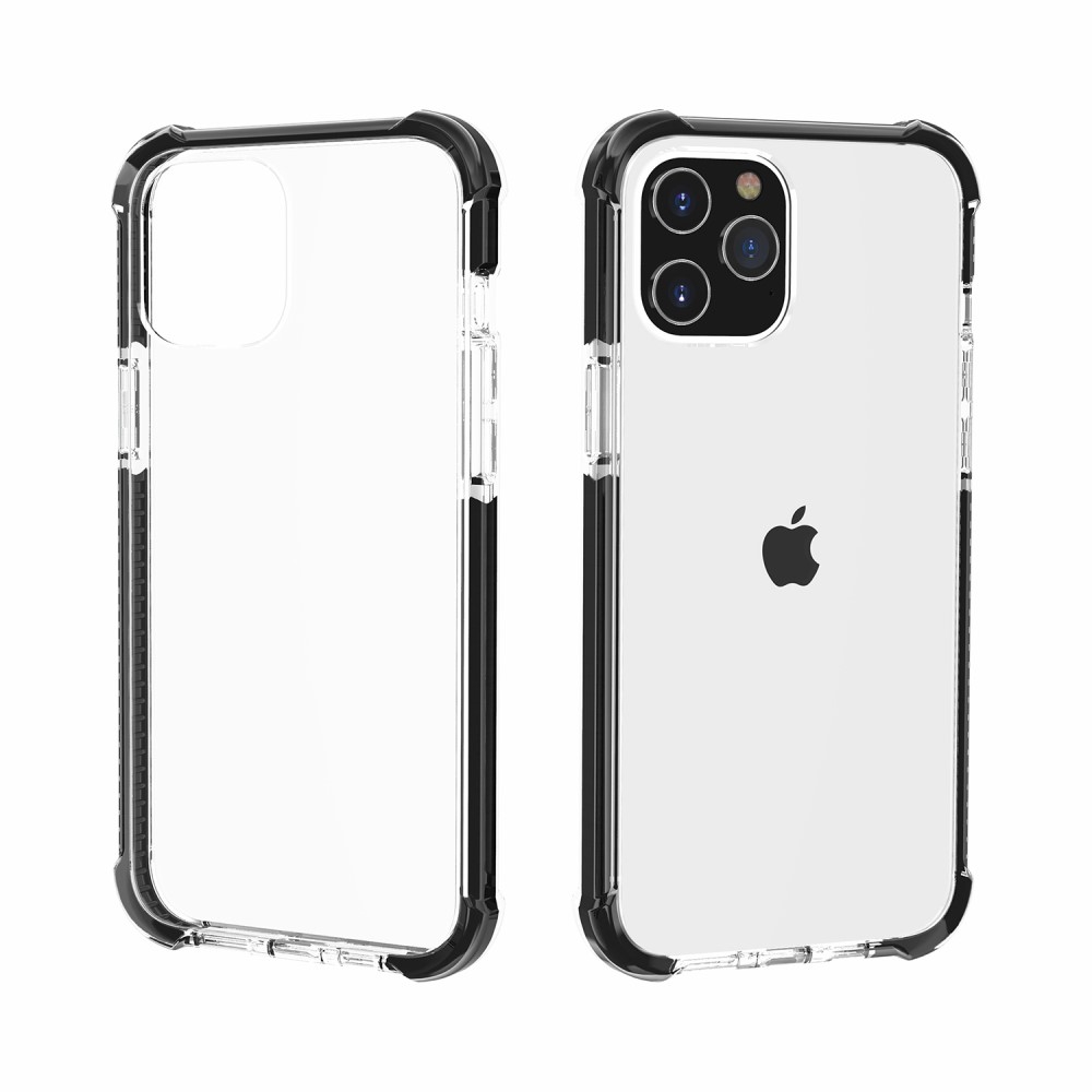 iPhone 12 / iPhone 12 Pro Hybrid Bumper Hülle mit Air Cushion Fallschutz - Schwarz / Transparent