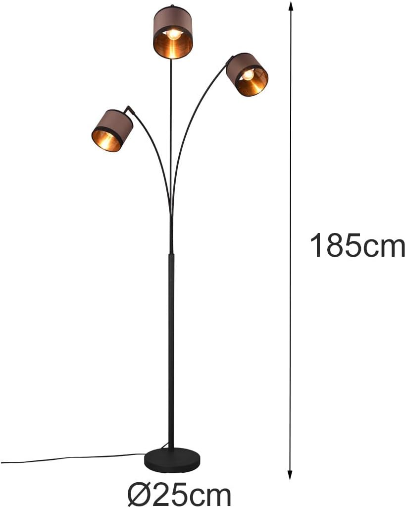 RL LIVE YOUR LIGHT Große Stehleuchte DAVOS 3-flammig mit Stoffschirmen in Taupe/Gold, Höhe 185cm