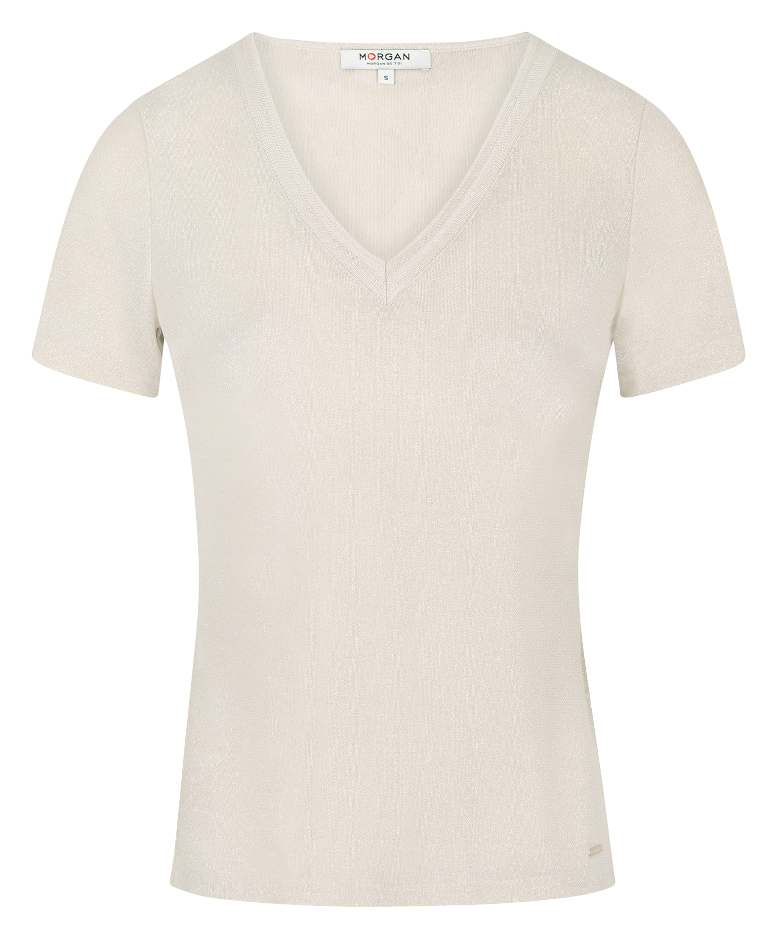 DIWI - Tee-shirt col V métallisé | Beige