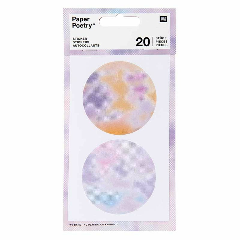 Stickers ronds - flou pastel - 20 pièces