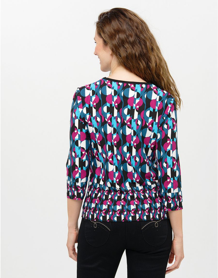 T-shirt bleu rose motifs