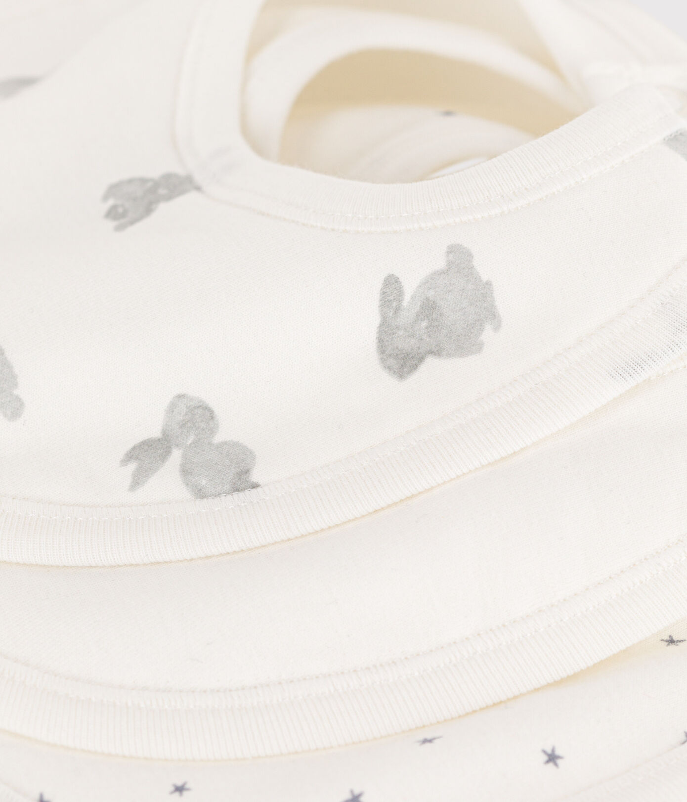 Lot de 3 bavoirs lapins en coton
