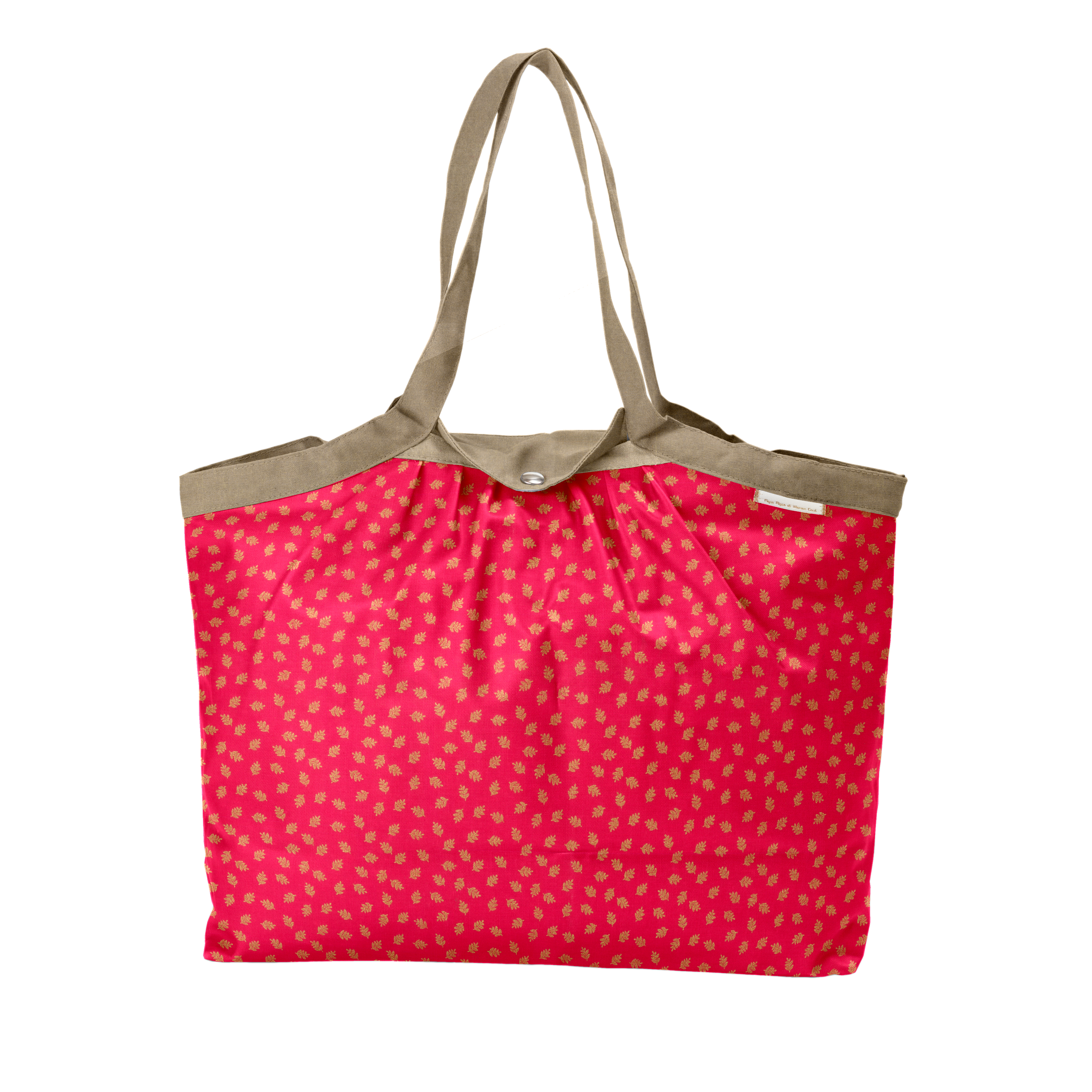 Sac Cabas Taille Moyenne Plissé Feuillage Or Rose