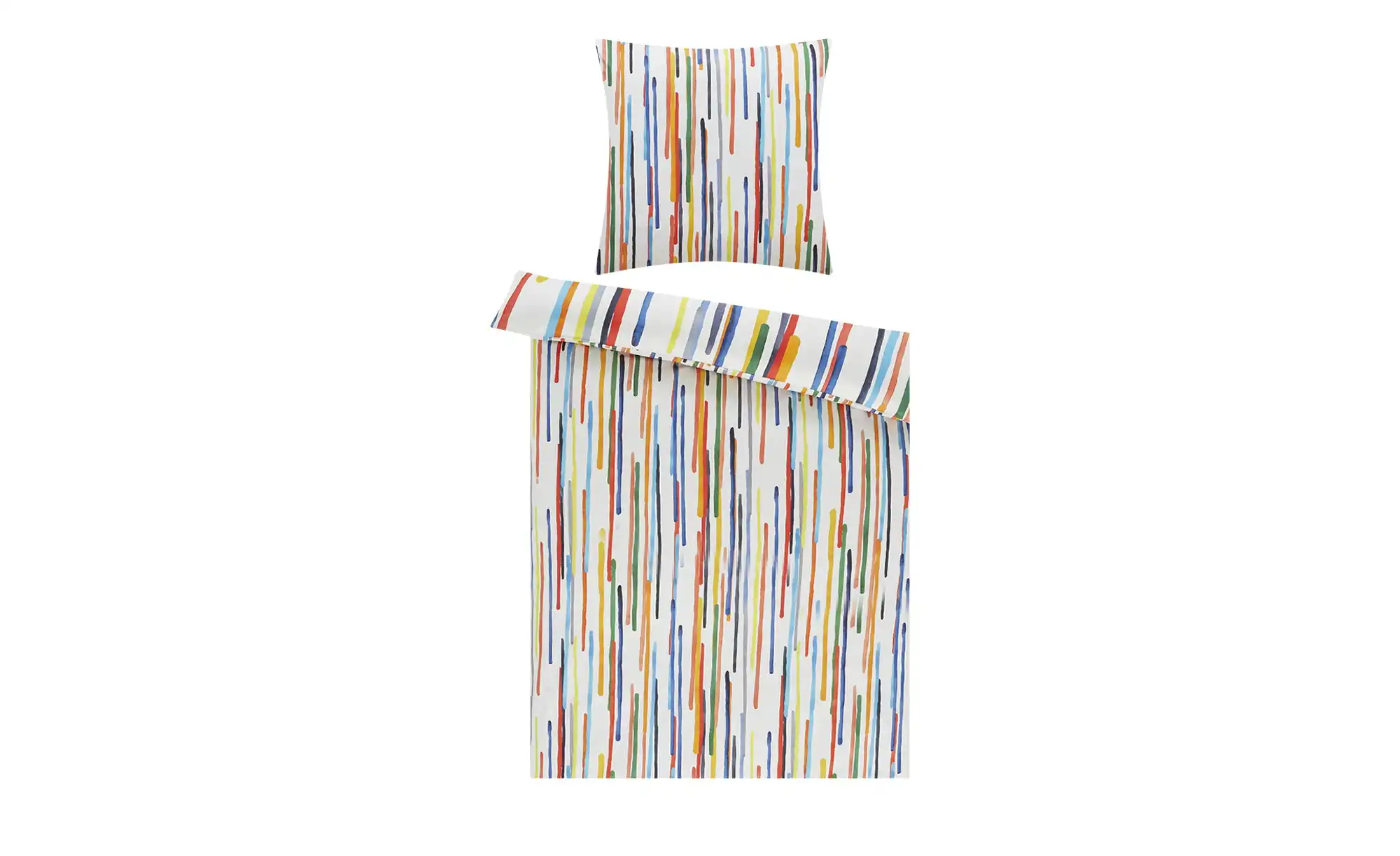indigo Mako-Satin Bettwäsche Stripey