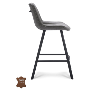 Barkruk Brett Bull graphite grijs leer