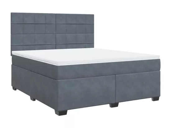 Sommier à lattes de lit et matelas Gris foncé 180x200cm Velours