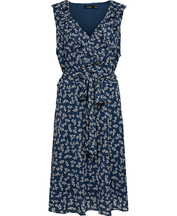 Lauren Ralph Lauren POLY CRINKLE GGT 58-DRESS Blue/cream