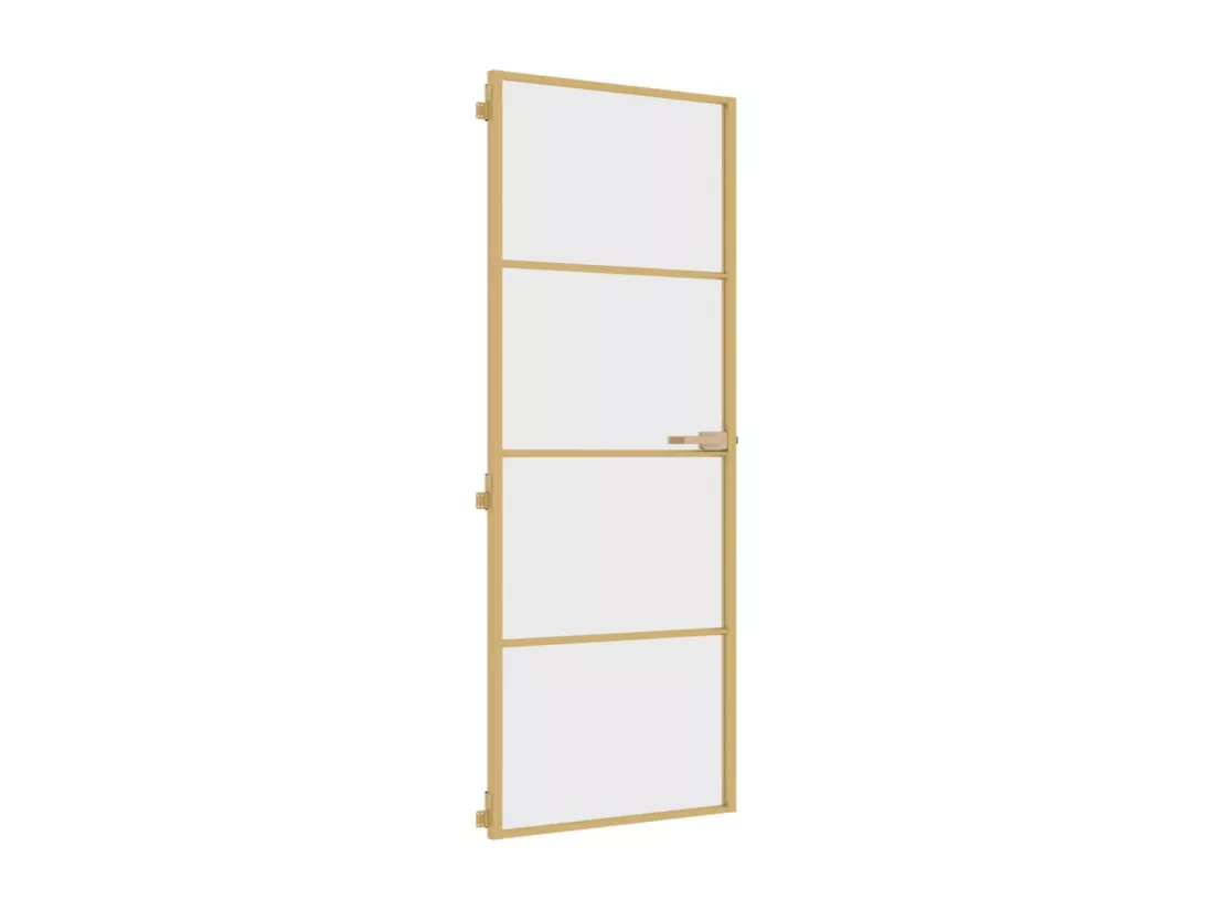 Porte intérieure mince doré 76x201,5 cm verre trempé aluminium
