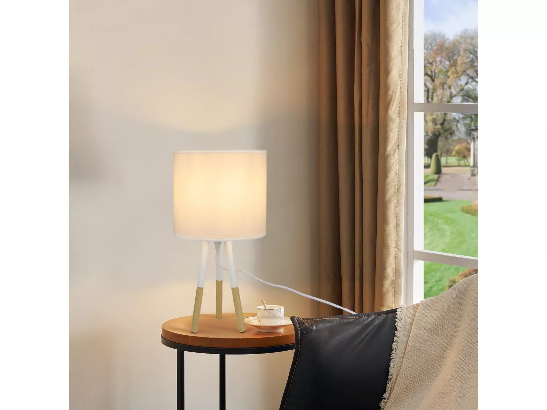 NETTLIFE Lot de 2 Lampes de Table Lampe de Chevet Moderne Blanc E27 Métal Design Salle d'étude
