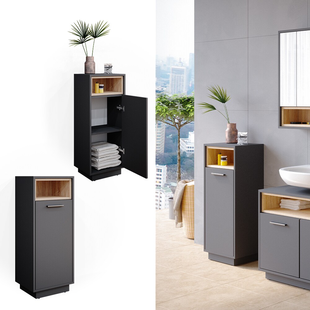 Vicco Badschrank Badezimmerschrank Midischrank Beatrice anthrazit Badregal Badmöbel