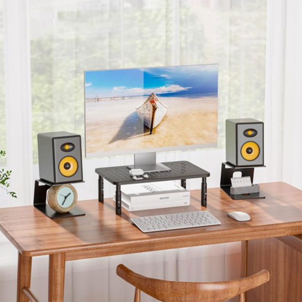 (2er-Set) Halterung Ständer für PC Gaming Lautsprecher Boxen - Schwarz