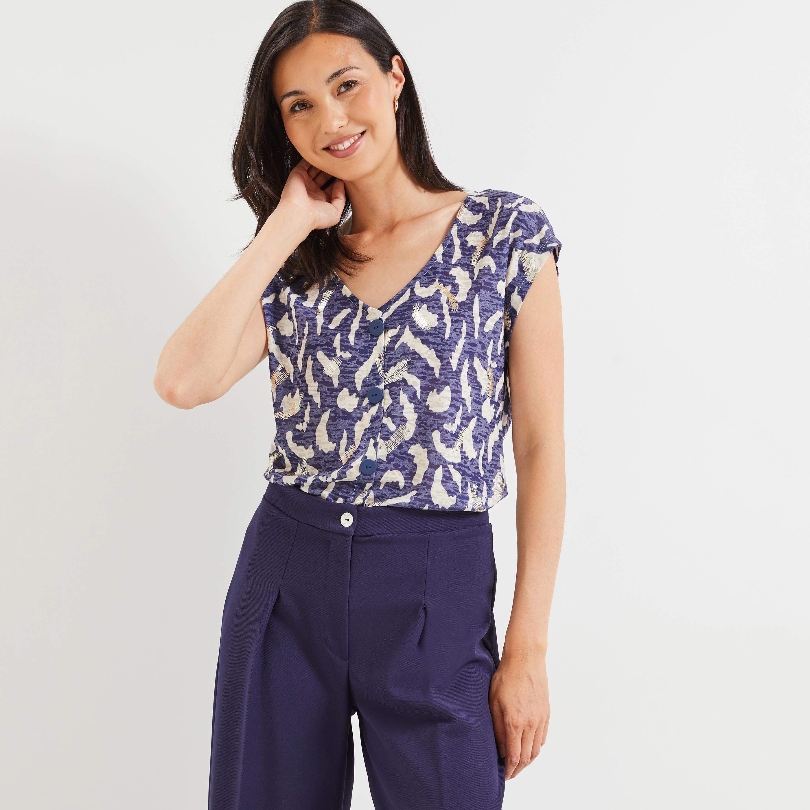 Tshirt imprimé femme - MARINE