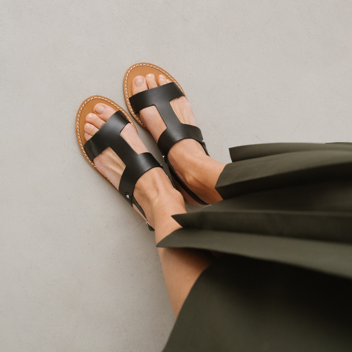 Sandales  en cuir noir