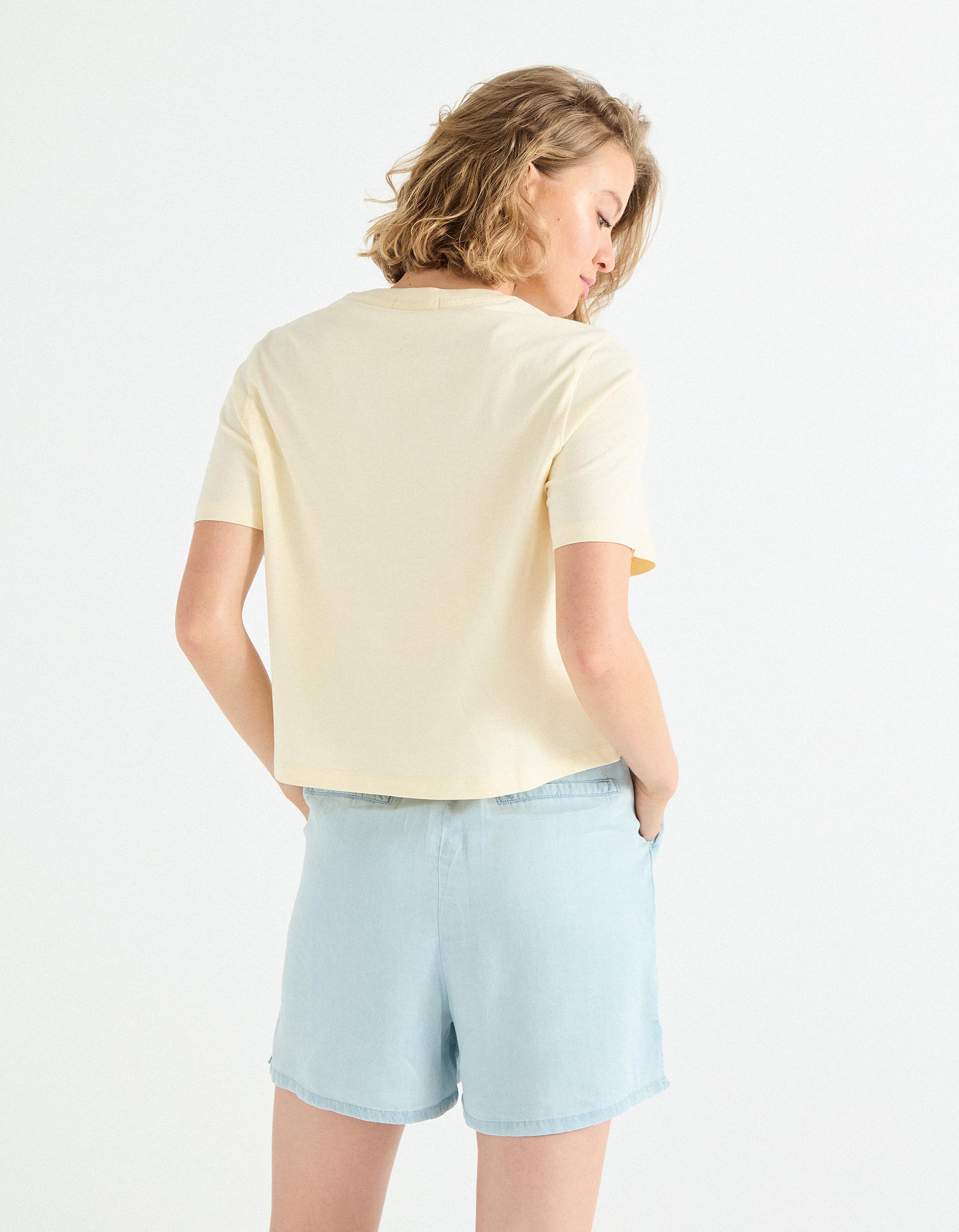 T-shirt Print, Mulher, Amarelo Claro