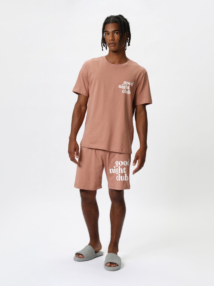 Conjunto de pijama curto estampado - Rosa Fluorescente