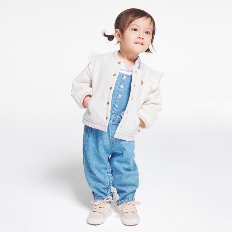 Salopette longue boyfriend denim bleue bébé fille Bleu
