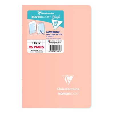 Clairefontaine Koverbook - Carnet polypro 11 x 17 cm - 96 pages - petits carreaux (5x5 mm) - disponible dans différentes couleurs pastels