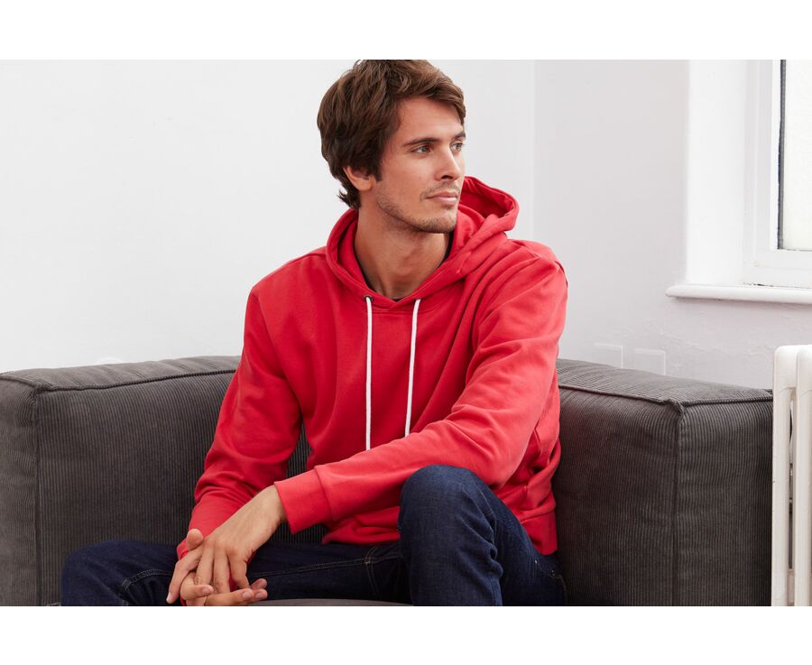 Sweat-shirt homme à capuche coton Rouge - HUDSEN II