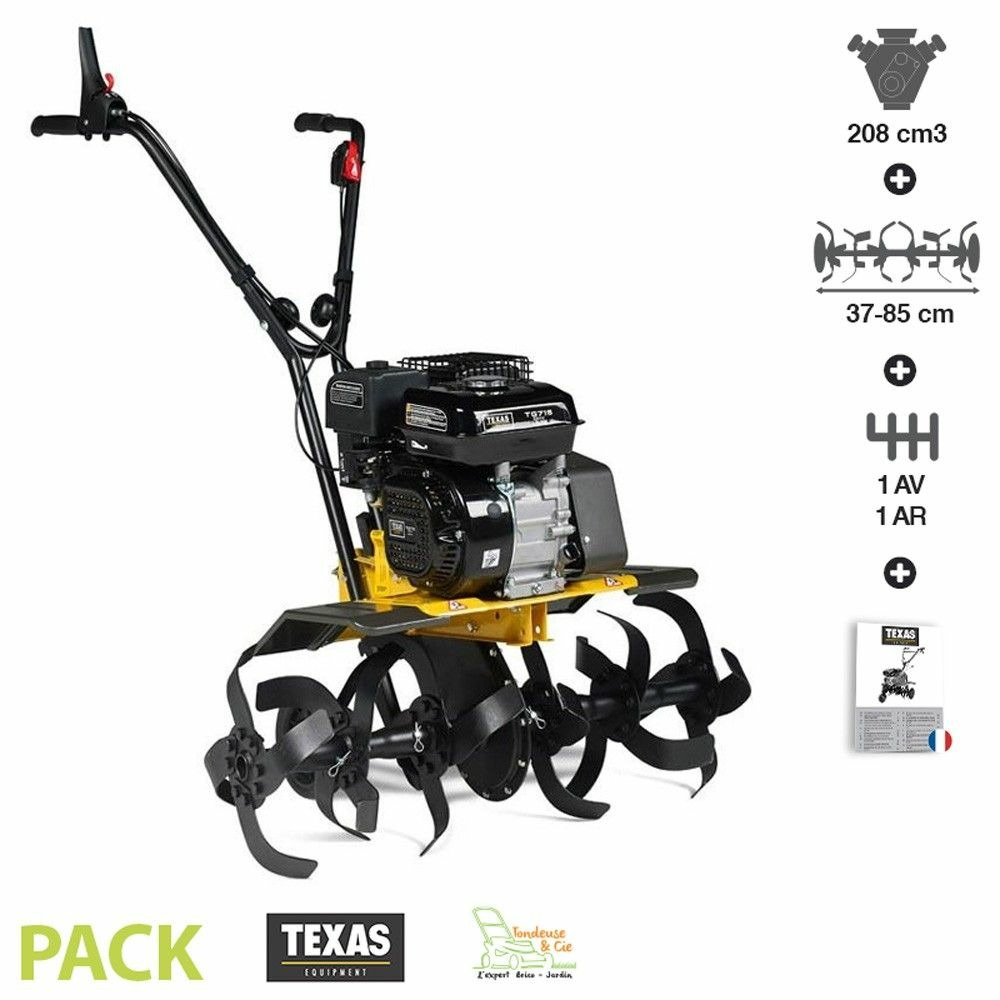Motobineuse thermique 5,6cv 2 vitesses 3 largeurs jusqu'à 85cm texas lilli 534tg