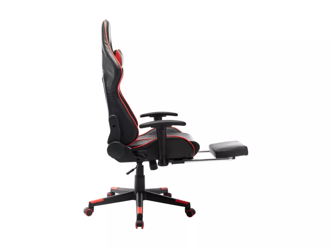Chaise de jeu avec repose-pied Noir et rouge Cuir artificiel