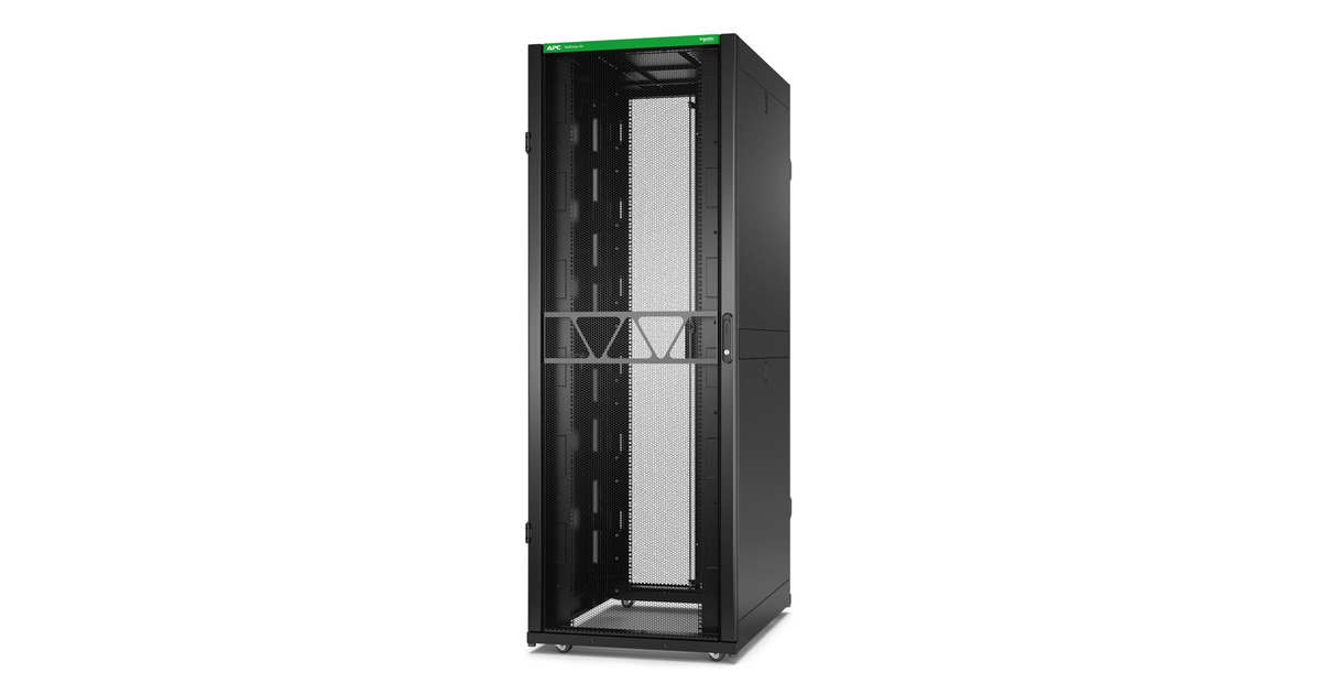 APCNetShelter SX Gen 2 AR3155B2, 45U server rack  (Zwart/groen, 75(b) x 212,4(h) x 107(d) cm, met zijkanten)