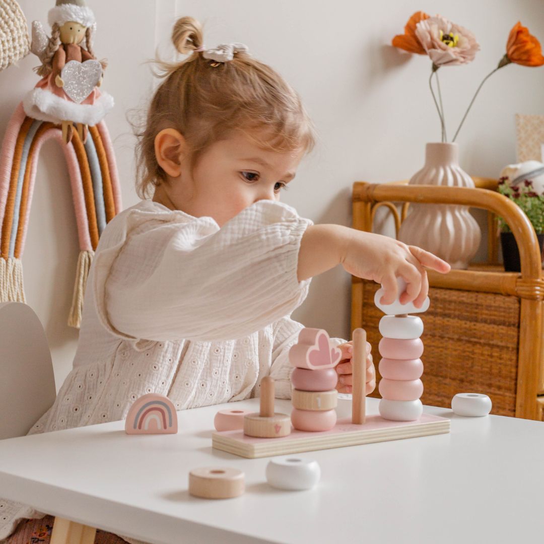 Label label stapeltoren pink - 18-delig
