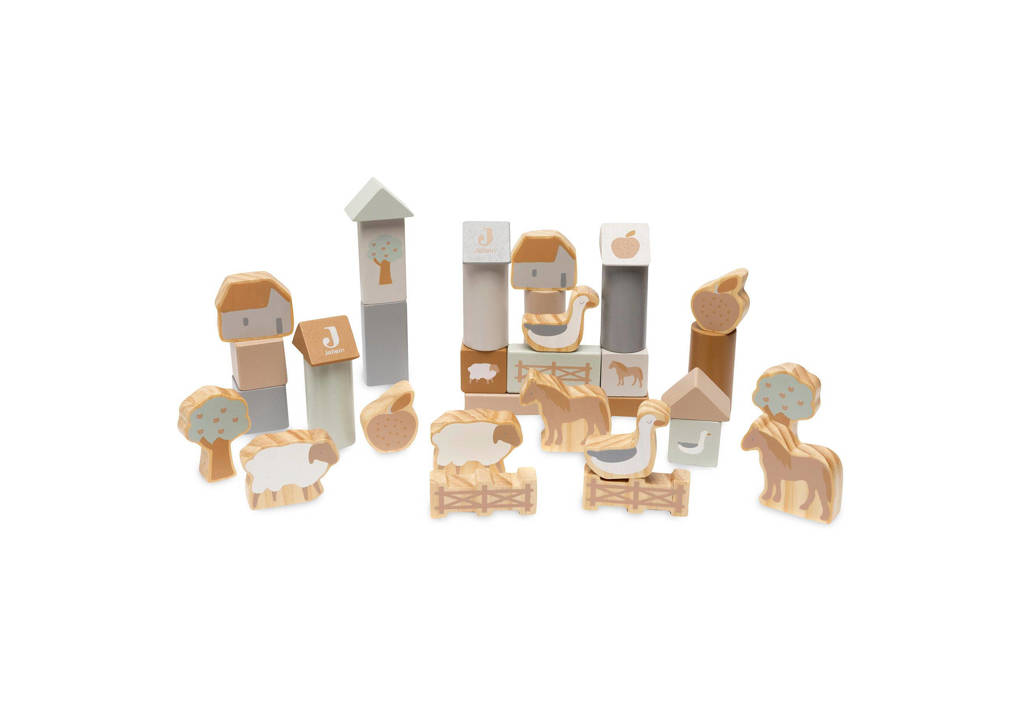 Houten blokken set 18x12 cm - Farm