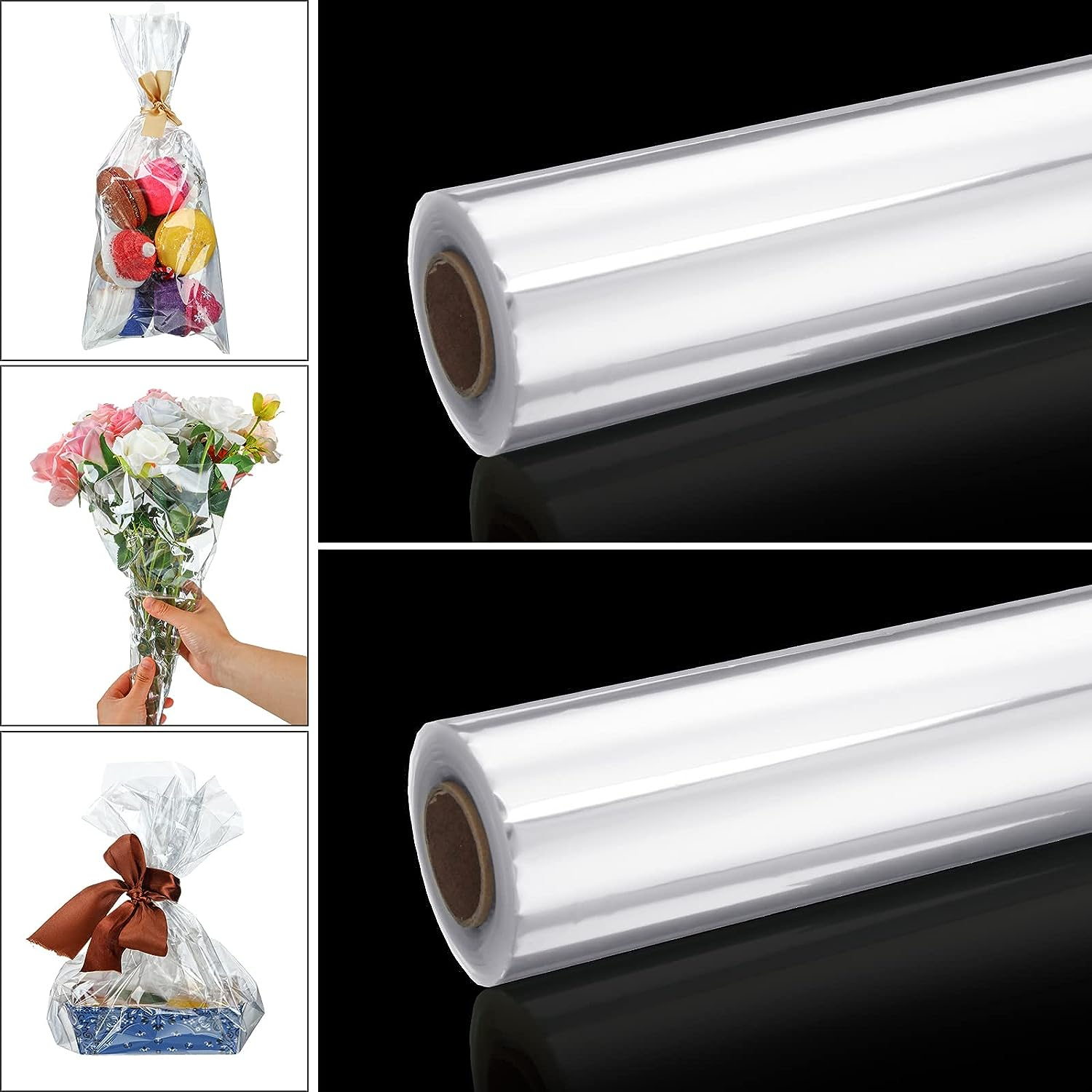 (54cmx50m) Cellophan Geschenk Folie Blumen Schmuckfolie Wrap Klarsichtfolie - Transparent