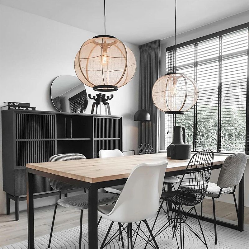 Oosterse hanglamp bruin stof 48 cm - Rob