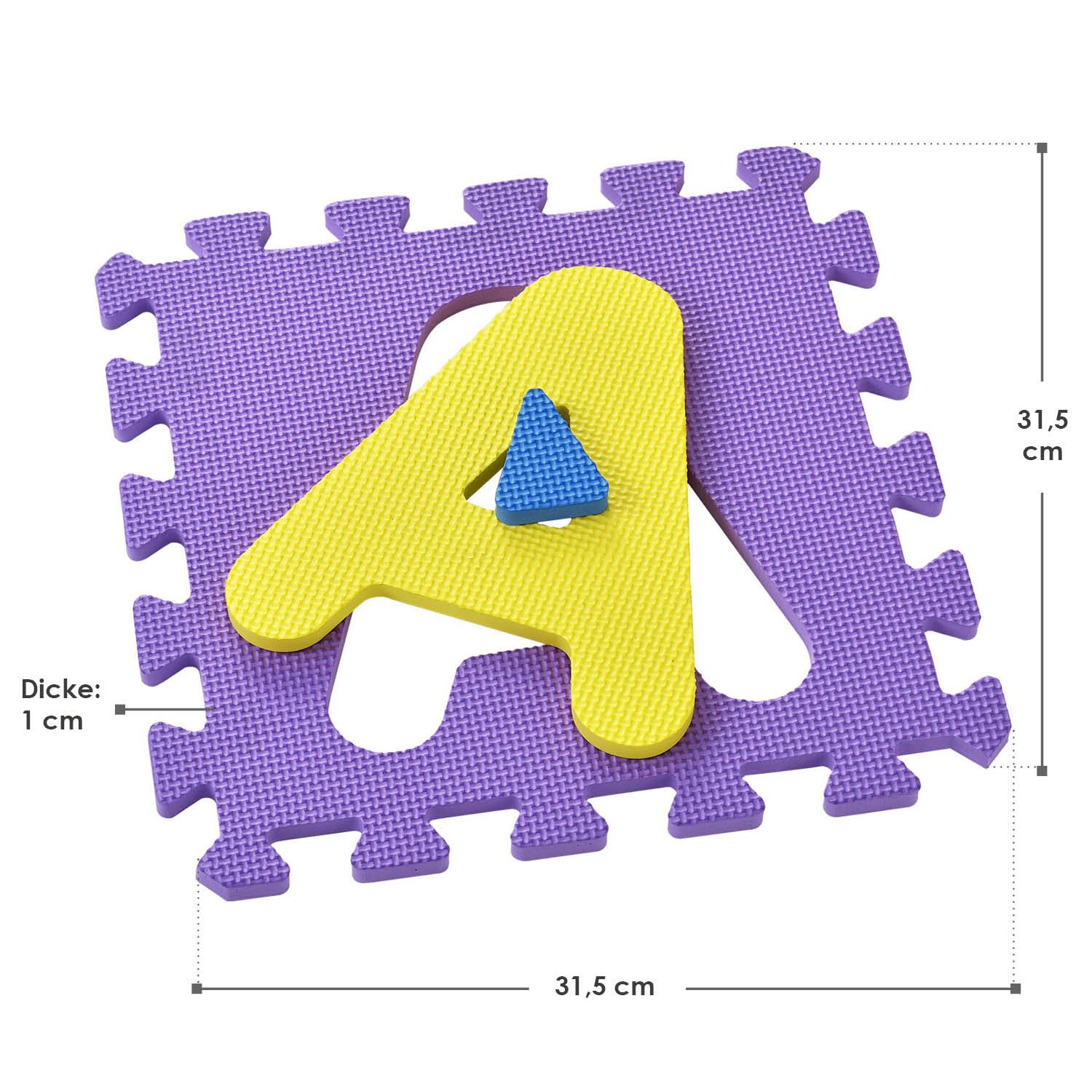 Juskys Kinder Puzzlematte Kim 36 Teile mit Buchstaben & Zahlen - rutschfest – Spielmatte bunt