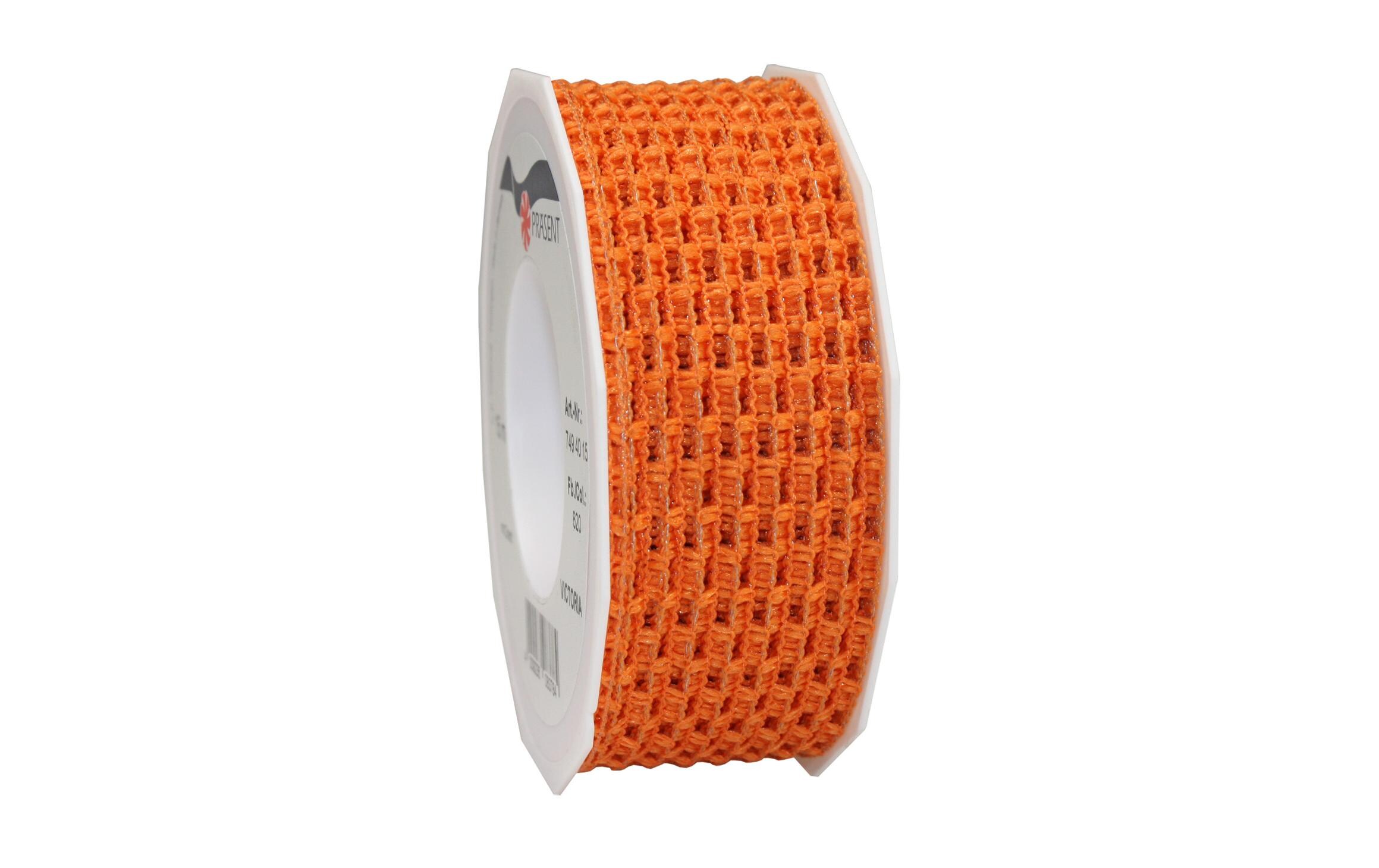 Geschenkband Victoria 4 cm x 15 m, OrangeStoffband zum Verpacken von Geschenken
