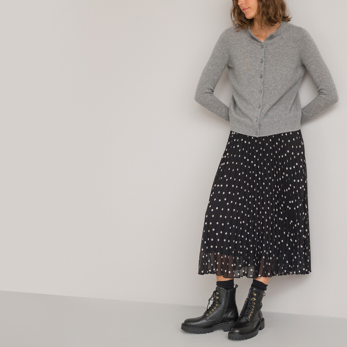 COLEÇÃO LA REDOUTE<br>Botas de couro com cadarço e sola ranhurada