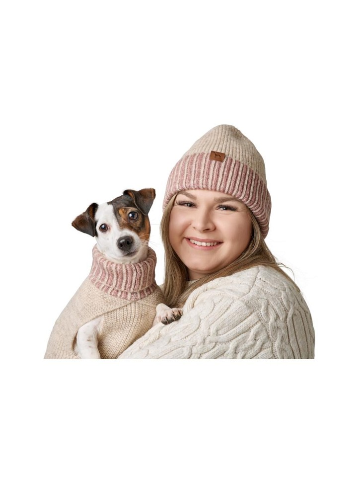 Hunter - Hundepullover Odense 60 + hat, creme/rosa