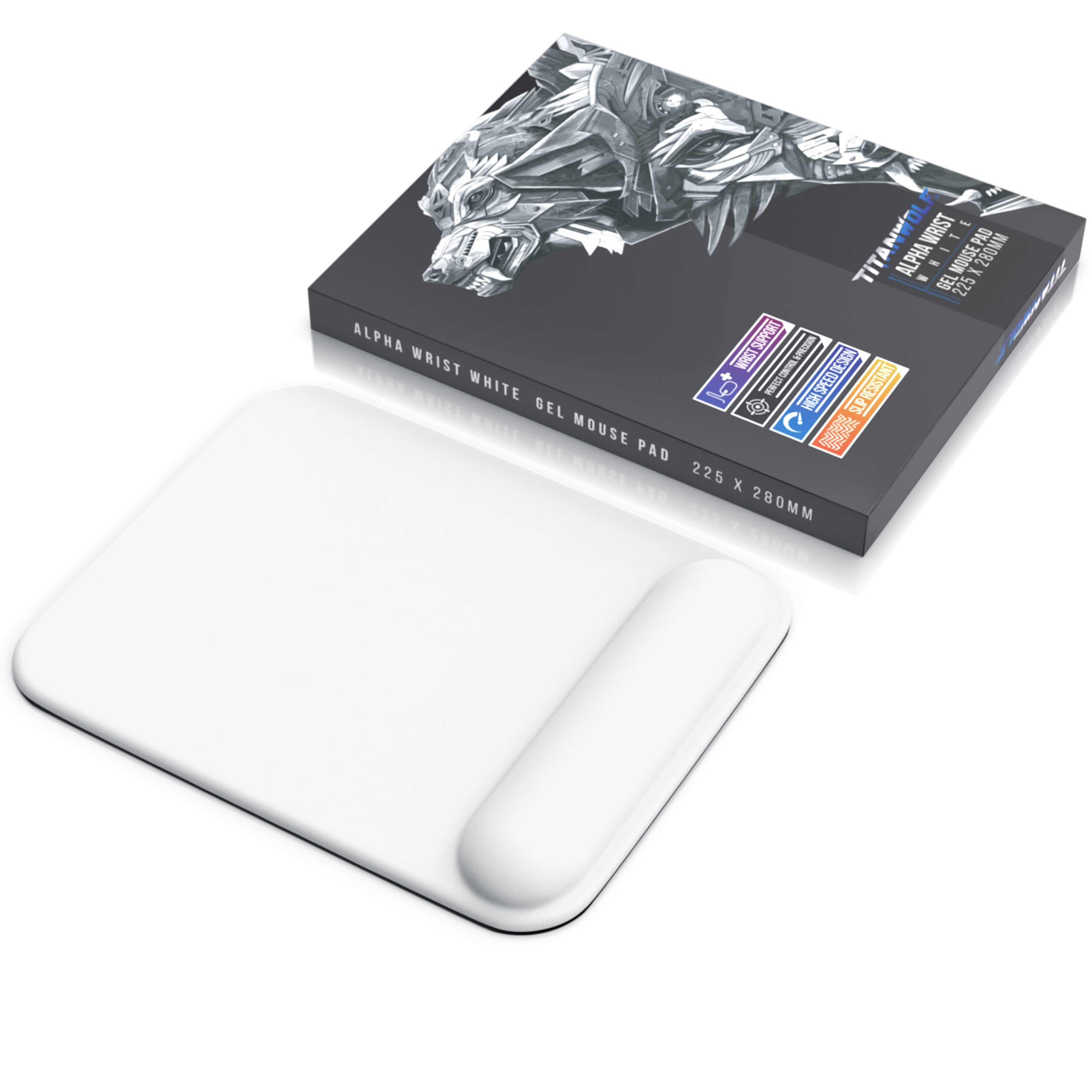 Titanwolf Großes Mauspad mit Gelkissen 22,5x28cm, Gaming Handgelenkauflage, Mousepad, Gel Handballenauflage Handauflage Gelpolster ergonomisch