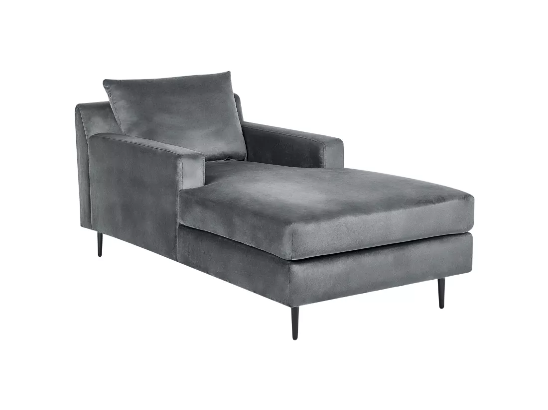 Chaise longue en velours gris GUERET