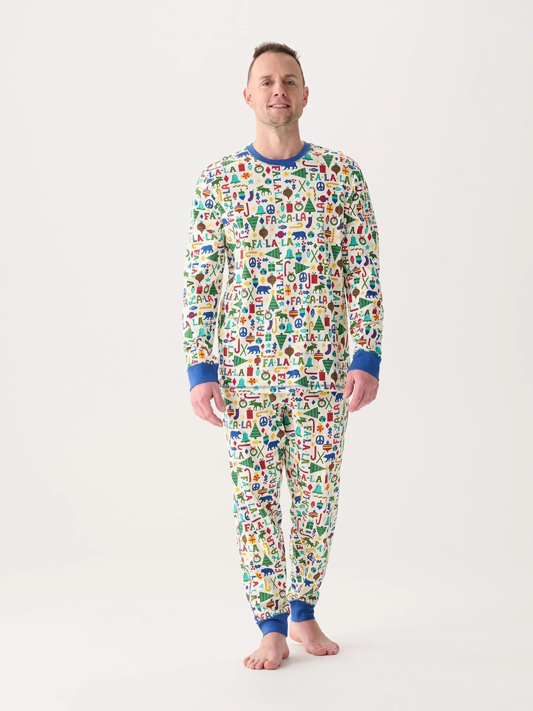 Hatley Falala blauwe katoenen kerstpyjama voor heren