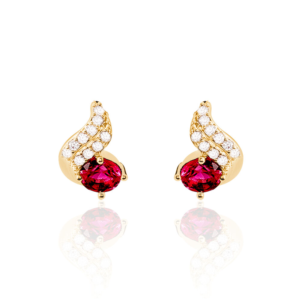 Boucles D'oreilles Puces Tyana Plaqué Or Jaune Oxyde De Zirconium