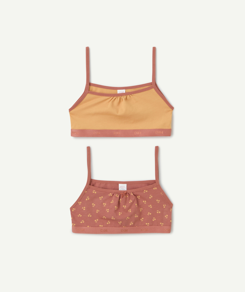 DIMlot de 2 brassières fille pocket rouge et orange imprimé à pois