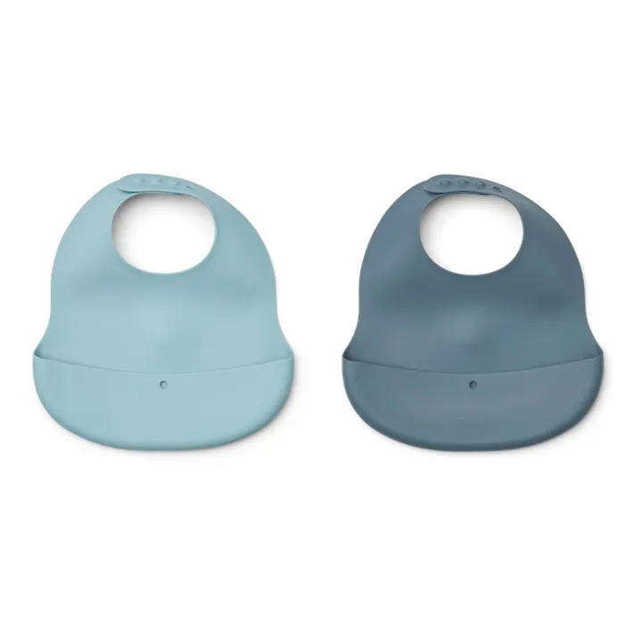 Liewood Bavoir Ember en silicone-set de 2 | Bleu