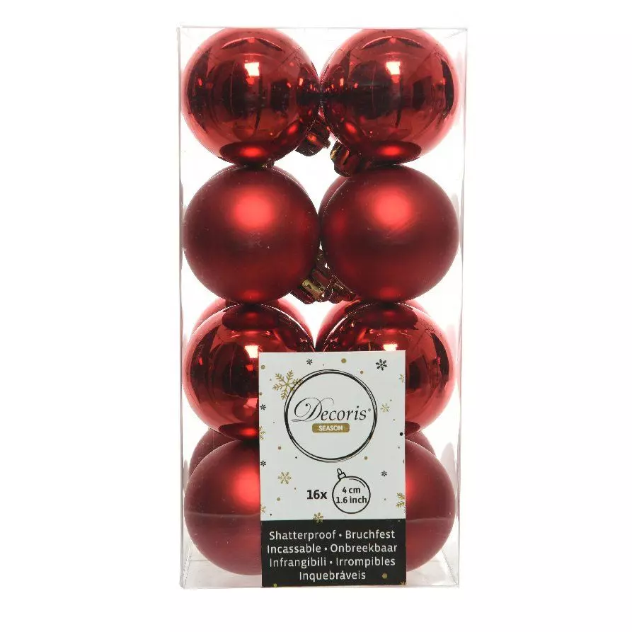 Lot de 16 boules de Noël (D40 mm) Alpine Rouge