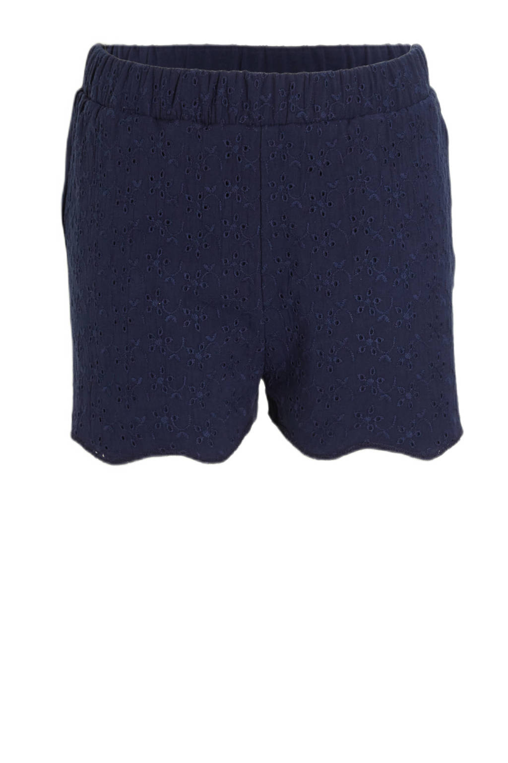 anytime broderie short donkerblauw