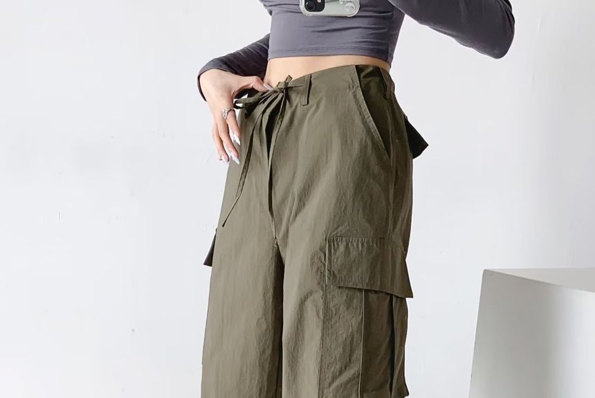 Morhan - Cargobroek met hoge taille en trekkoord