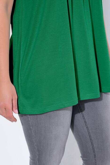 T-Shirt, Zierfalten, A-Linie, Rundhals, Halbarm, Modal, smaragdgrün